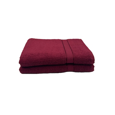 BYFT Daffodil Bath Towel 70 x 140 Cm 500 Gsm Burgundy Stripe Diamond Dobby 100% Cotton Set of 02