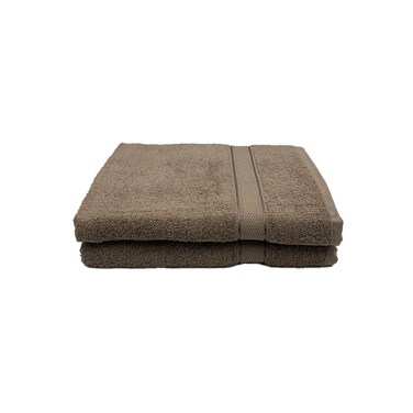 BYFT Daffodil Bath Towel 70 x 140 Cm 500 Gsm Dark Beige Stripe Diamond Dobby 100% Cotton Set of 02