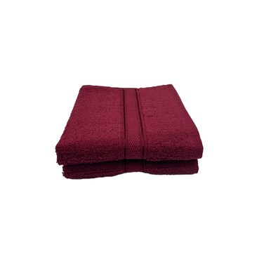BYFT Daffodil Hand Towel 60 x 110 Cm 500 Gsm Burgundy Stripe Diamond Dobby 100% Cotton Set of 02