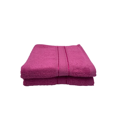 BYFT Daffodil Hand Towel 60 x 110 Cm 500 Gsm Fuchsia Pink Stripe Diamond Dobby 100% Cotton Set of 02