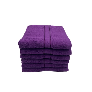 BYFT Daffodil Hand Towel 60 x 110 Cm 500 Gsm Purple Stripe Diamond Dobby 100% Cotton Set of 06