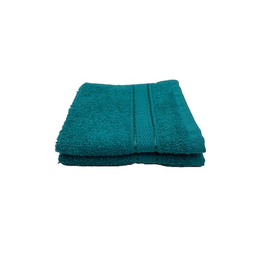 BYFT Daffodil Face Towel 30 x 30 Cm 500 Gsm Turquoise Blue Stripe Diamond Dobby 100% Cotton Set of 02