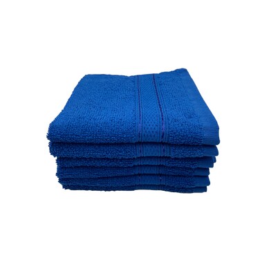 BYFT Daffodil Face Towel 30 x 30 Cm 500 Gsm Royal Blue Stripe Diamond Dobby 100% Cotton Set of 06