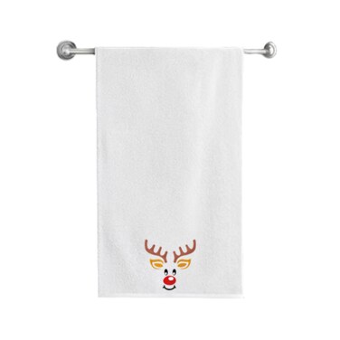 BYFT Iris Embroidered For You Bath Towel 70 x 140 Cm 600 Gsm White 100% Cotton Reindeer Set of 01