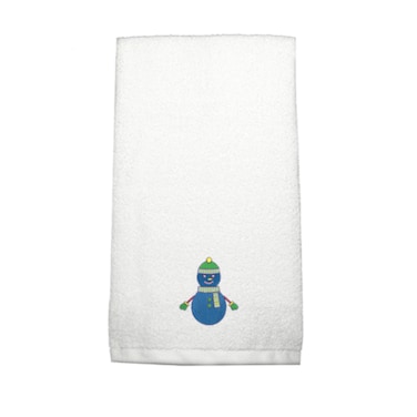 BYFT Iris Embroidered For You Hand Towel 50 x 80 Cm 600 Gsm White 100% Cotton Blue Snowman Set of 01