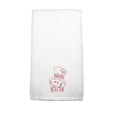 BYFT Iris Embroidered For You Hand Towel 50 x 80 Cm 600 Gsm White 100% Cotton Snowman with Scarf and Cap Set of 01