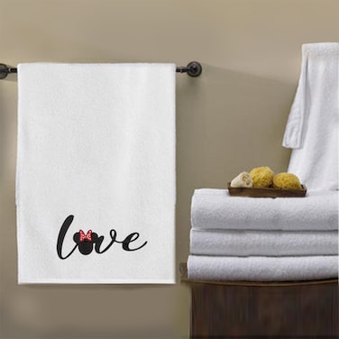 BYFT Iris Embroidered For You Bath Towel 70 x 140 Cm 600 Gsm White 100% Cotton Minnie Love Set of 01