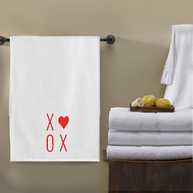 BYFT Iris Embroidered For You Bath Towel 70 x 140 Cm 600 Gsm White 100% Cotton XOXO Set of 01