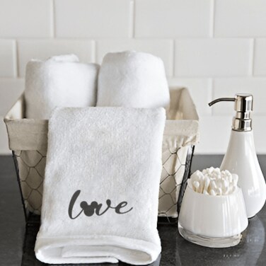 BYFT Iris Embroidered For You Hand Towel 50 x 80 Cm 600 Gsm White 100% Cotton Mickey Love Set of 01