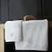 BYFT Iris Embroidered For You Hand Towel 50 x 80 Cm Bath Towel 70 x 140 Cm 600 Gsm White 100% Cotton Letter "V" Silver Thread Set of 02