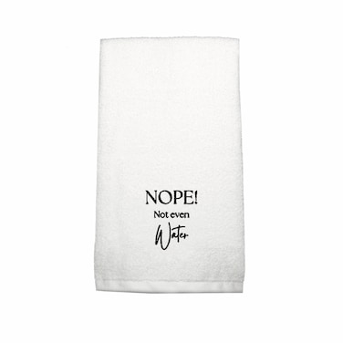 BYFT Iris Embroidered For You Hand Towel 50 x 80 Cm 600 Gsm White 100% Cotton Nope! Not even Water Design Black Thread Set of 01