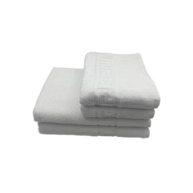 BYFT Magnolia Hand Towel 50 x 100 Cm Bath Towel 70 x 140 Cm 600 Gsm White G Dobby 100% Cotton Set of 04