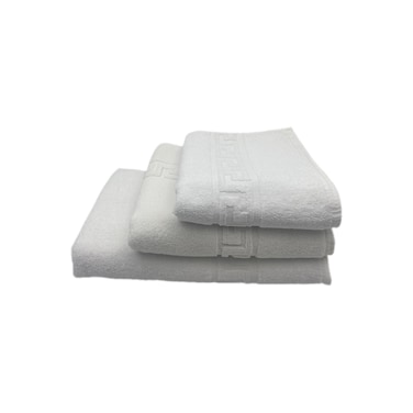 BYFT Magnolia Hand Towel 50 x 100 Cm Bath Towel 70 x 140 Cm Bath Mat 50 x 80 Cm 600 Gsm White G Dobby 100% Cotton Set of 03