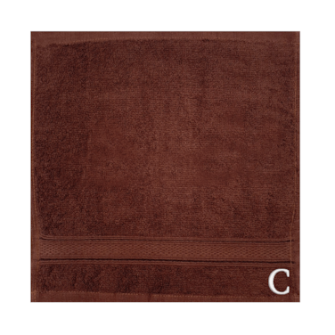 BYFT Daffodil Face Towel 30 x 30 Cm 500 Gsm Brown Stripe Diamond Dobby 100% Cotton Letter "C" White Thread Set of 06