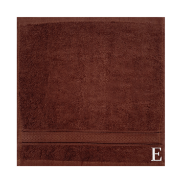 BYFT Daffodil Face Towel 30 x 30 Cm 500 Gsm Brown Stripe Diamond Dobby 100% Cotton Letter "E" White Thread Set of 06