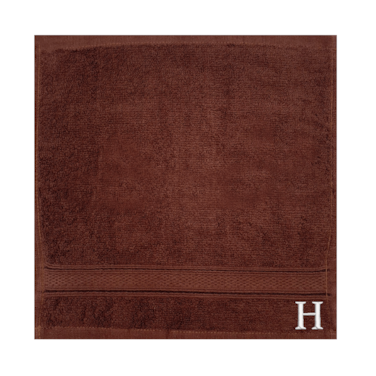 BYFT Daffodil Face Towel 30 x 30 Cm 500 Gsm Brown Stripe Diamond Dobby 100% Cotton Letter "H" White Thread Set of 06