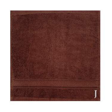 BYFT Daffodil Face Towel 30 x 30 Cm 500 Gsm Brown Stripe Diamond Dobby 100% Cotton Letter "J" White Thread Set of 06
