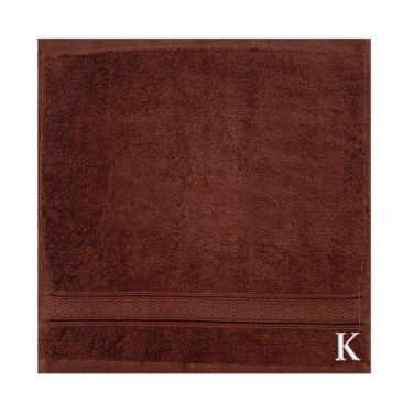 BYFT Daffodil Face Towel 30 x 30 Cm 500 Gsm Brown Stripe Diamond Dobby 100% Cotton Letter "K" White Thread Set of 06
