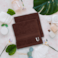 BYFT Daffodil Face Towel 30 x 30 Cm 500 Gsm Brown Stripe Diamond Dobby 100% Cotton Letter "U" White Thread Set of 06