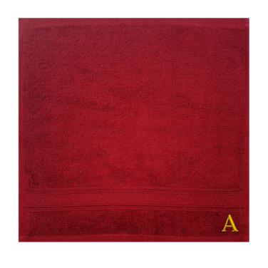 BYFT Daffodil Face Towel 30 x 30 Cm 500 Gsm Burgundy Stripe Diamond Dobby 100% Cotton Letter "A" Gold Thread Set of 06