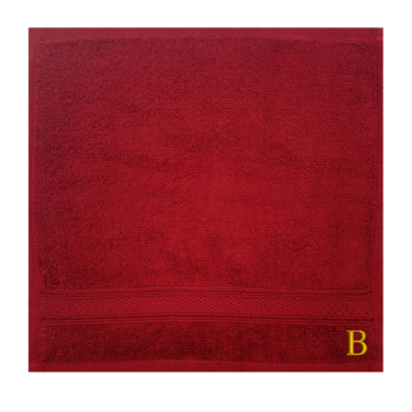BYFT Daffodil Face Towel 30 x 30 Cm 500 Gsm Burgundy Stripe Diamond Dobby 100% Cotton Letter "B" Gold Thread Set of 06