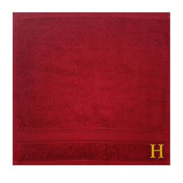 BYFT Daffodil Face Towel 30 x 30 Cm 500 Gsm Burgundy Stripe Diamond Dobby 100% Cotton Letter "H" Gold Thread Set of 06