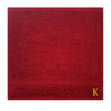 BYFT Daffodil Face Towel 30 x 30 Cm 500 Gsm Burgundy Stripe Diamond Dobby 100% Cotton Letter "K" Gold Thread Set of 06