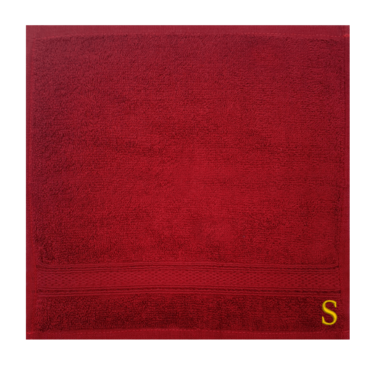 BYFT Daffodil Face Towel 30 x 30 Cm 500 Gsm Burgundy Stripe Diamond Dobby 100% Cotton Letter &quot;S&quot; Gold Thread Set of 06