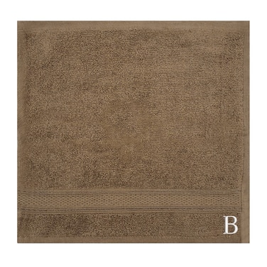 BYFT Daffodil Face Towel 30 x 30 Cm 500 Gsm Dark Beige Stripe Diamond Dobby 100% Cotton Letter "B" White Thread Set of 06