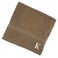 BYFT Daffodil Face Towel 30 x 30 Cm 500 Gsm Dark Beige Stripe Diamond Dobby 100% Cotton Letter "K" White Thread Set of 06