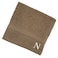 BYFT Daffodil Face Towel 30 x 30 Cm 500 Gsm Dark Beige Stripe Diamond Dobby 100% Cotton Letter "N" White Thread Set of 06