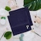 BYFT Daffodil Face Towel 30 x 30 Cm 500 Gsm Navy Blue Stripe Diamond Dobby 100% Cotton Letter "P" White Thread Set of 06