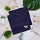 BYFT Daffodil Face Towel 30 x 30 Cm 500 Gsm Navy Blue Stripe Diamond Dobby 100% Cotton Letter "W" White Thread Set of 06