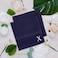 BYFT Daffodil Face Towel 30 x 30 Cm 500 Gsm Navy Blue Stripe Diamond Dobby 100% Cotton Letter "X" White Thread Set of 06