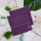 BYFT Daffodil Face Towel 30 x 30 Cm 500 Gsm Purple Stripe Diamond Dobby 100% Cotton Letter "I" Gold Thread Set of 06