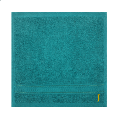 BYFT Daffodil Face Towel 30 x 30 Cm 500 Gsm Turquoise Blue Stripe Diamond Dobby 100% Cotton Letter "J" Gold Thread Set of 06