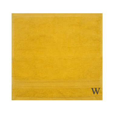 BYFT Daffodil Face Towel 30 x 30 Cm 500 Gsm Yellow Stripe Diamond Dobby 100% Cotton Letter "W" Black Thread Set of 06