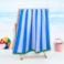 BYFT Mimosa Beach Towel 86 x 162 Cm 390 Gsm White &amp; Light Blue Cool Stripe 100% Cotton Set of 01
