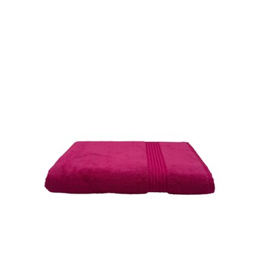 BYFT Home Essentials Bath Sheet 90 x 180 Cm 550 Gsm Fuchsia Pink Horizontal Striped Dobby 100% Cotton Set of 01