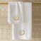BYFT Iris Embroidered For You Hand Towel 50 x 80 Cm 600 Gsm White 100% Cotton Letter "E" Gold Thread Set of 01