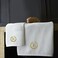 BYFT Iris Embroidered For You Hand Towel 50 x 80 Cm Bath Towel 70 x 140 Cm 600 Gsm White 100% Cotton Letter "K" Gold Thread Set of 02