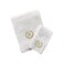 BYFT Iris Embroidered For You Hand Towel 50 x 80 Cm Bath Towel 70 x 140 Cm 600 Gsm White 100% Cotton Letter "K" Gold Thread Set of 02