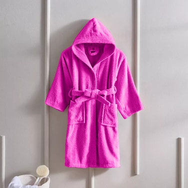 Daffodil (Fuchsia Pink) Premium 12 Year Kids Hooded Bathrobe Terry Cotton, Highly Absorbent and Quick dry, Hotel and Spa Quality Bathrobe for Boy and Girl-400 Gsm