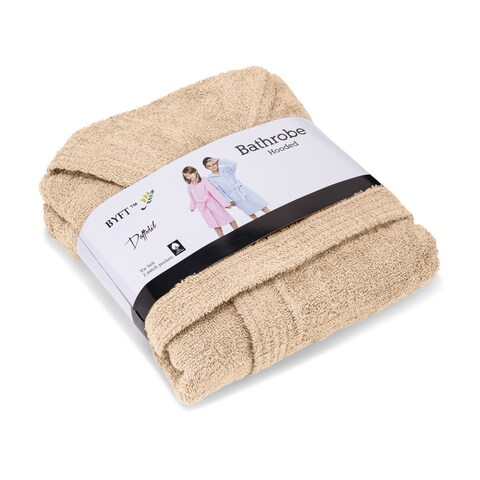 Daffodil (Beige) Premium 10 Year Kids Hooded Bathrobe Terry Cotton, Highly Absorbent and Quick dry, Hotel and Spa Quality Bathrobe for Boy and Girl-400 Gsm