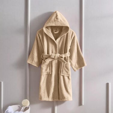 Daffodil (Beige) Premium 10 Year Kids Hooded Bathrobe Terry Cotton, Highly Absorbent and Quick dry, Hotel and Spa Quality Bathrobe for Boy and Girl-400 Gsm