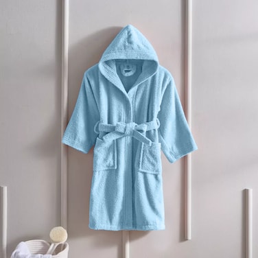 Daffodil (Light Blue) Premium 10 Year Kids Hooded Bathrobe Terry Cotton, Highly Absorbent and Quick dry, Hotel and Spa Quality Bathrobe for Boy and Girl-400 Gsm