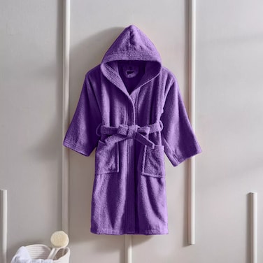 Daffodil (Purple) Premium 6 Year Kids Hooded Bathrobe Terry Cotton, Highly Absorbent and Quick dry, Hotel and Spa Quality Bathrobe for Boy and Girl-400 Gsm