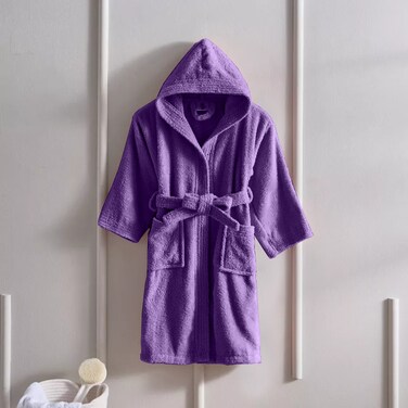 Daffodil (Purple) Premium 10 Year Kids Hooded Bathrobe Terry Cotton, Highly Absorbent and Quick dry, Hotel and Spa Quality Bathrobe for Boy and Girl-400 Gsm