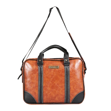 Mounthood Laptop Messenger Bag With Handle / Shoulder Sling Bag For Men &amp; Women - 15 Inch - Priam Tan/Black