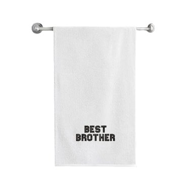 BYFT Iris Embroidered For You Bath Towel 70 x 140 Cm 600 Gsm White 100% Cotton Best Brother Black Thread Set of 01